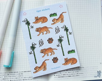 tiger stickers (kiss cut) || handmade for planners + bujo - illustrated journal decorations - ephemera - nz made