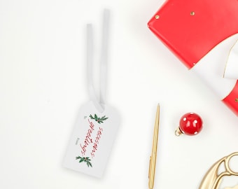 Seasons Greetings with Holly Present Tags