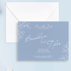 CANVA DOWNLOAD botanical save the date | DIY non-photo save the dates | Modern Save the date | french blue save the date