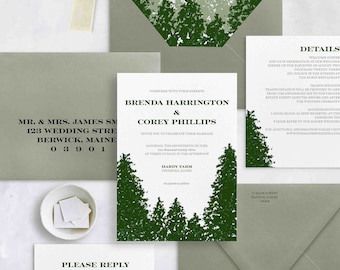 Woodland Wedding Invitation Suite: Outdoorsy Forest Design