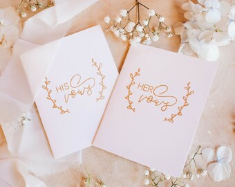 Wedding vow books set of 2 | personalized vow book with color choices