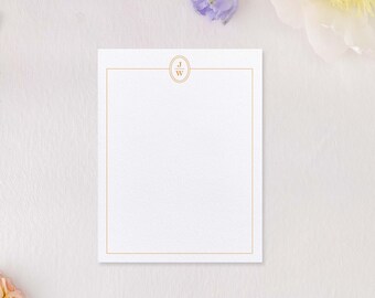 Conjunto moderno de papelería Monogram Crest / Tarjetas de notas personalizadas - Tamaño A2, elegante impresión tipográfica