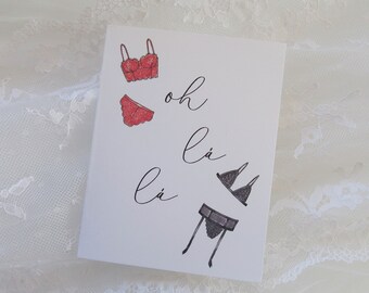 Oh La La Card | Bridal Shower Card | Lingerie Card | Card for Husband | Card for Wife | Sexy Bridal Card | Sexy Card | bachelorette card