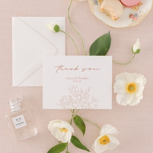 Gepersonaliseerde bloemenbedankkaarten: trouwbriefpapier met enveloppen