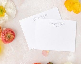 Conjunto de papelería personalizada con guión elegante / tarjetas de notas personalizadas - Tamaño A2, impresión tipográfica atemporal
