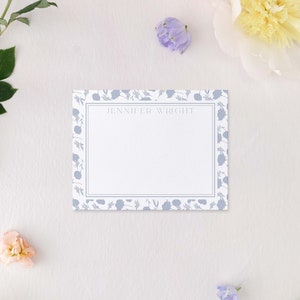 Blumenbordüre personalisiertes Briefpapier-Set | Benutzerdefinierte Grußkarten - A2-Format, eleganter Letterpress-Druck