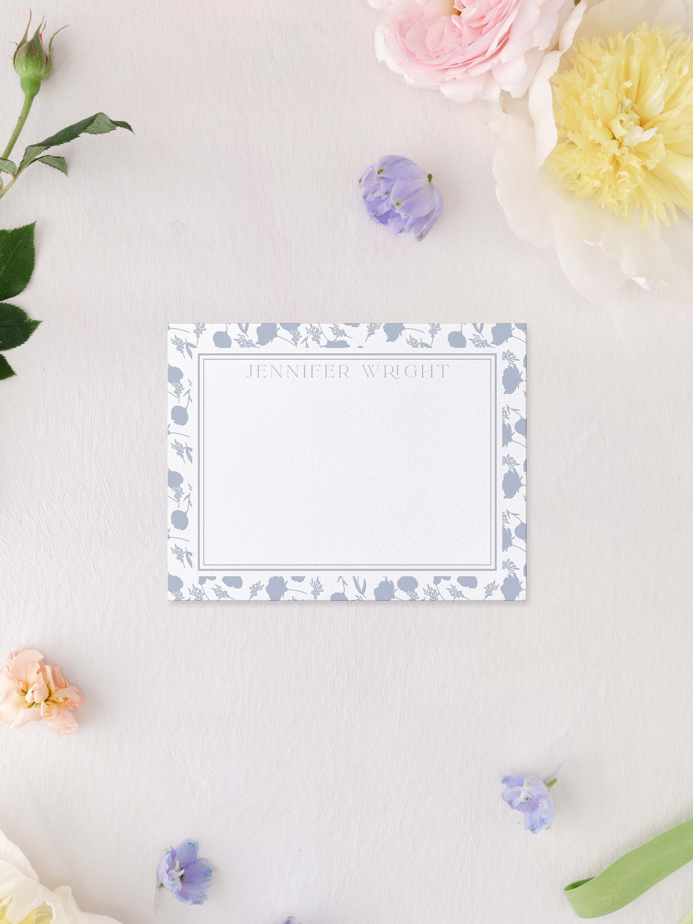 Floral Border Personalized Stationery Set | Custom Note Cards - A2 Size ...