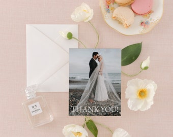 Printed Picture Thank you Cards | Modern Wedding Photo Thank you | Thank You Card with Picture