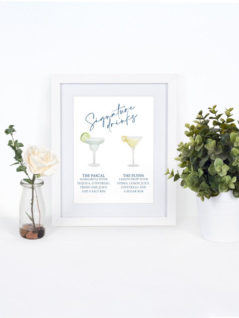 Signature Drink Sign With Custom Cocktail Illustrations for Wedding Bar ...