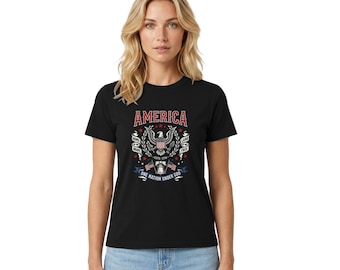 Patriotic Eagle Cross Shirt, Vintage America 1776 T-shirt,4th of July Liberty Tee