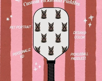 Custom Pet Portrait Pickleball Paddles, Personalized Photo Court Gear