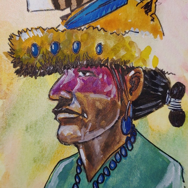 Peinture d'aquarelle de petit homme de Navajo