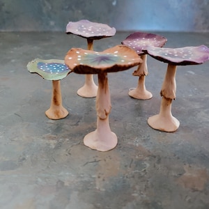 French Feve MUSHROOMS Mushroom Fungi Morel Fly Agaric Black Sheeps Feet  Death Cap Porcelain Feves Figurine Dollhouse Miniature S98 