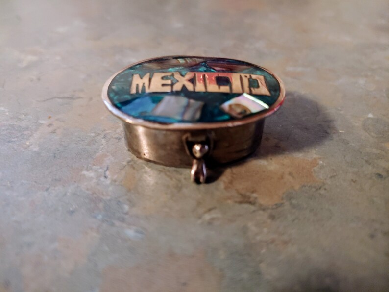 Vintage Mexican Silver and Abalone Lighter Case and Pill Box Set