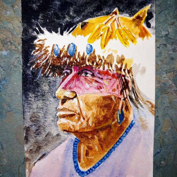 Peinture d'aquarelle de petit homme de Navajo