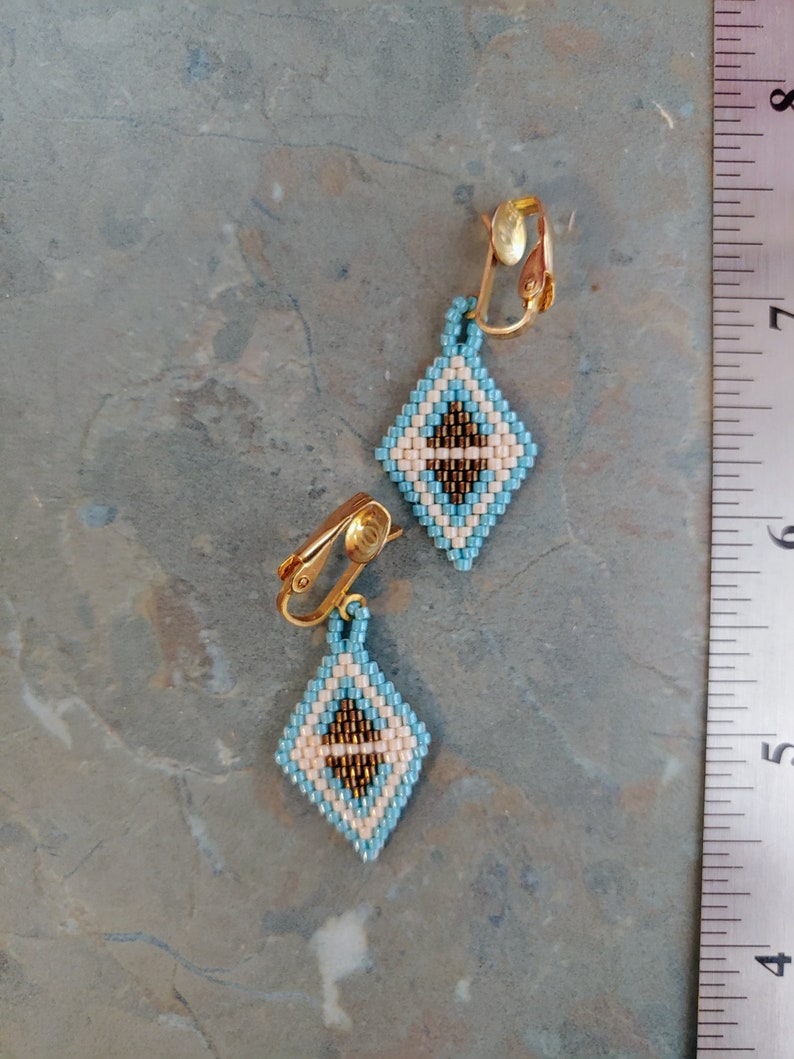 Vintage Clip-on Beaded Native American Earrings