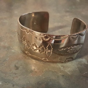 Old Pawn Navajo Stamped Silver Bracelet