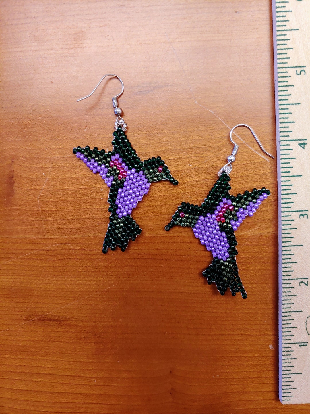 Beaded Hummingbird Earrings Etsy