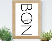 Bon Appetit Wall Art Print / Bon Appetit Printable / Bon Appetit Wall Decor / Kitchen Wall Art Print / Kitchen Printable