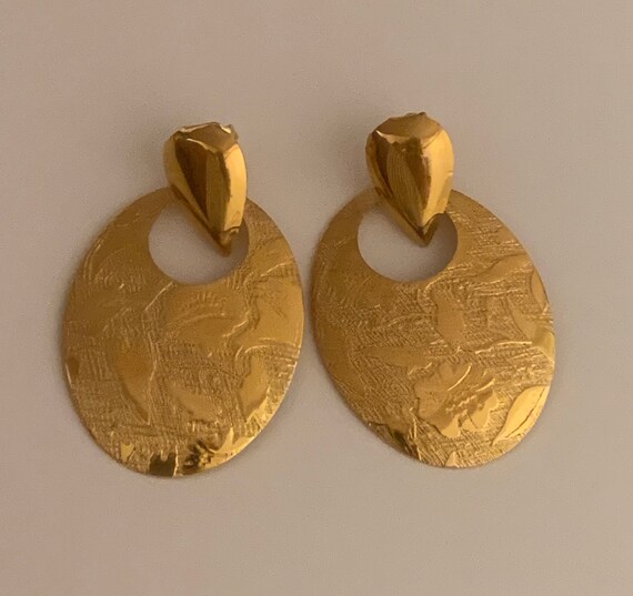 Vintage 1980s Gold Tone Earrings - image 1