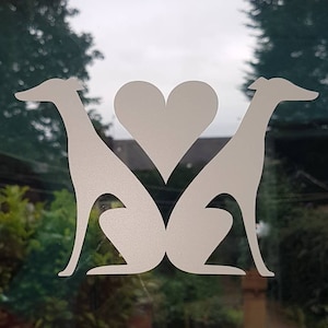 Grote sticker windhond liefde (XXL) veiligheidssticker windhond glas, autosticker hond, vogelaanvaring. Whippet Lurcher Iggy Saluki raam muurmotief.