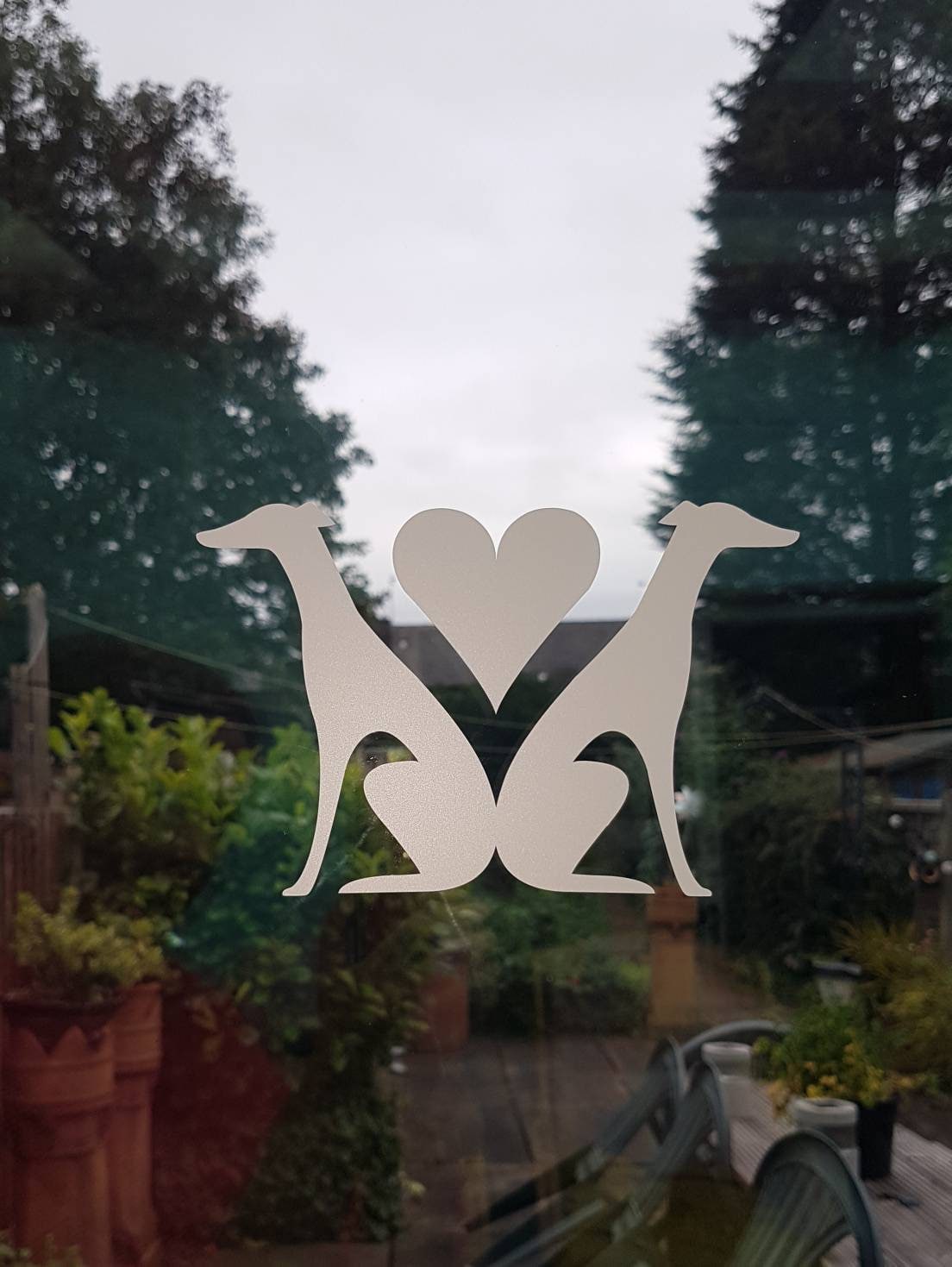 SIGHTHOUND LOVE STICKER decal. Greyhound Whippet Lurcher Iggy Saluki safety sticker, car decal, bird strike sticker. Decorative window wall