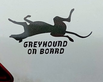 GREYHOUND / WHIPPET / LURCHER on board Car sticker / decal. Funny roaching hound, long lasting sighthound bumper vehicle sticker