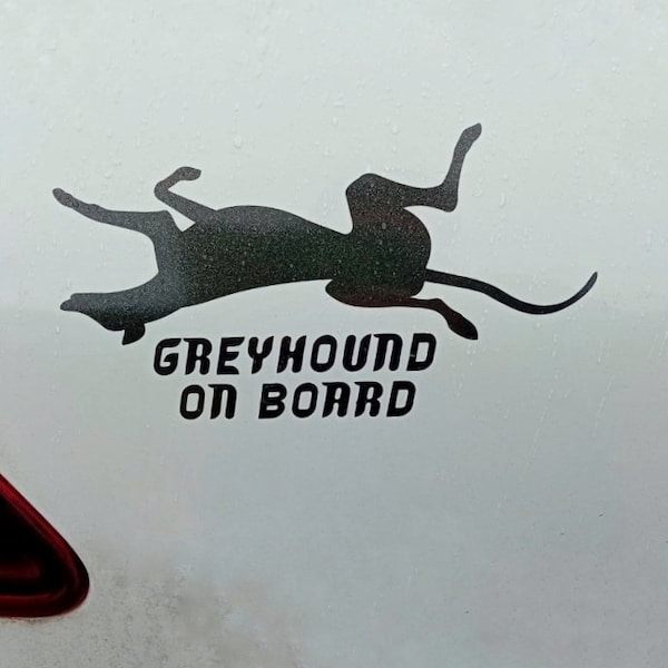 GREYHOUND / WHIPPET / LURCHER on board Car sticker / decal. Funny roaching hound, long lasting sighthound bumper vehicle sticker