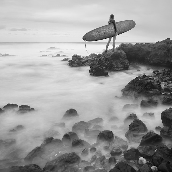 Surf Bay, Black & White Fine Art Photography, Wall Art, Digital Download, Photo Print, Limited Edition Print, Surf Photography, Home Art