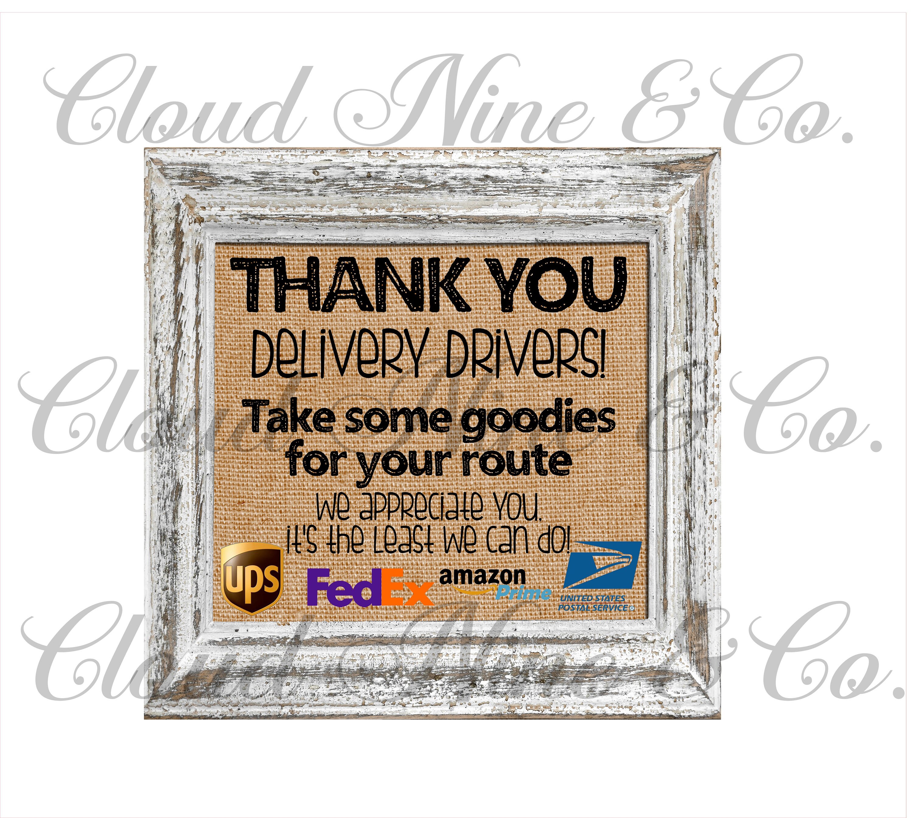 Thank You Delivery Drivers Digital Sign UPS USPS Fedex Prime Etsy