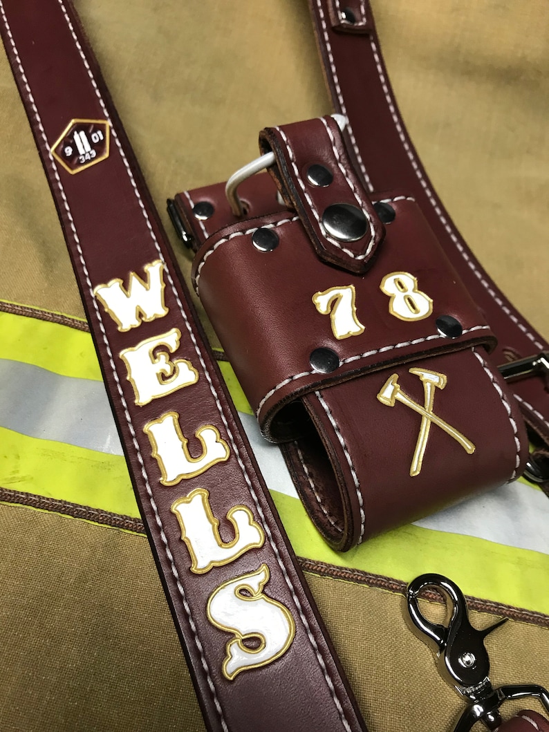 Mahogany Leather Firefighter/EMS Radio Strap and Holster Sets Etsy