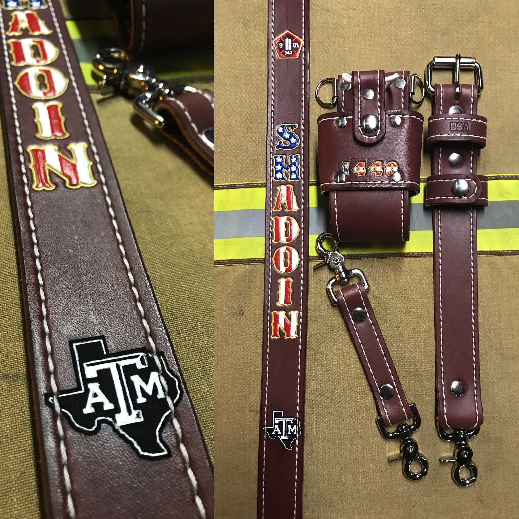 Acajou cuir pompier / EMS Radio Strap et étuis cuir bride Etsy