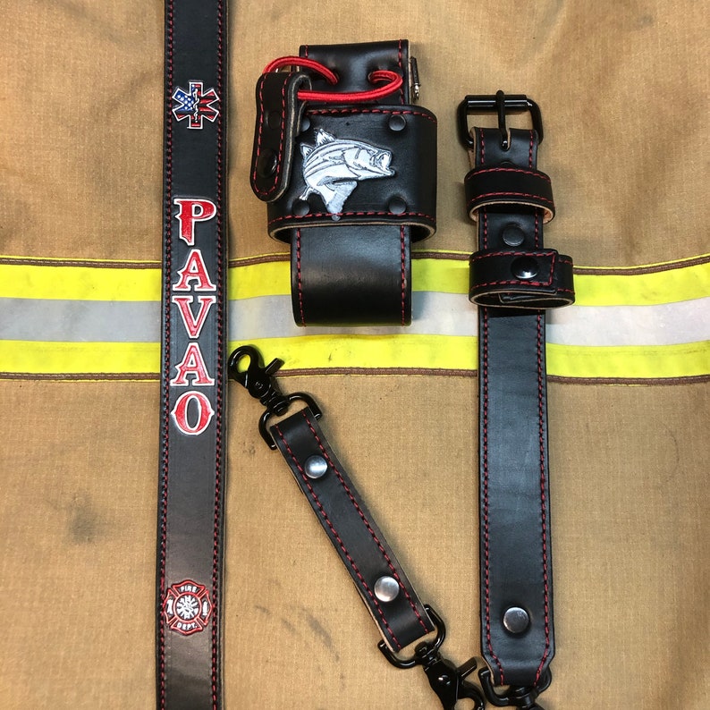 Black Leather Firefighter/EMS Radio Strap and Holster Sets Etsy