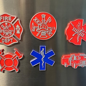 Firefighter EMS Refrigerator Magnet, 3 inch