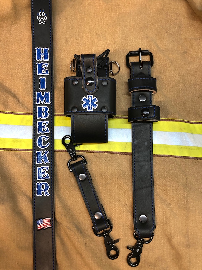 Black Leather Firefighter/EMS Radio Strap and Holster Sets Etsy