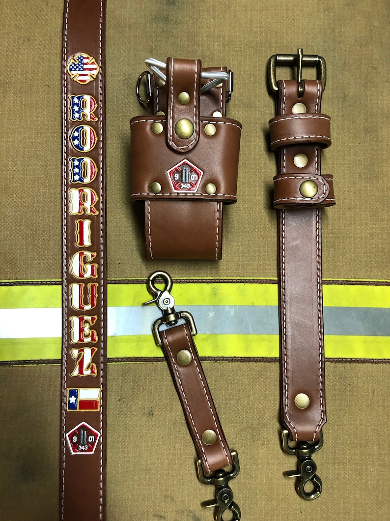 Brown Leather Firefighter/EMS Radio Strap and Holster Sets Etsy