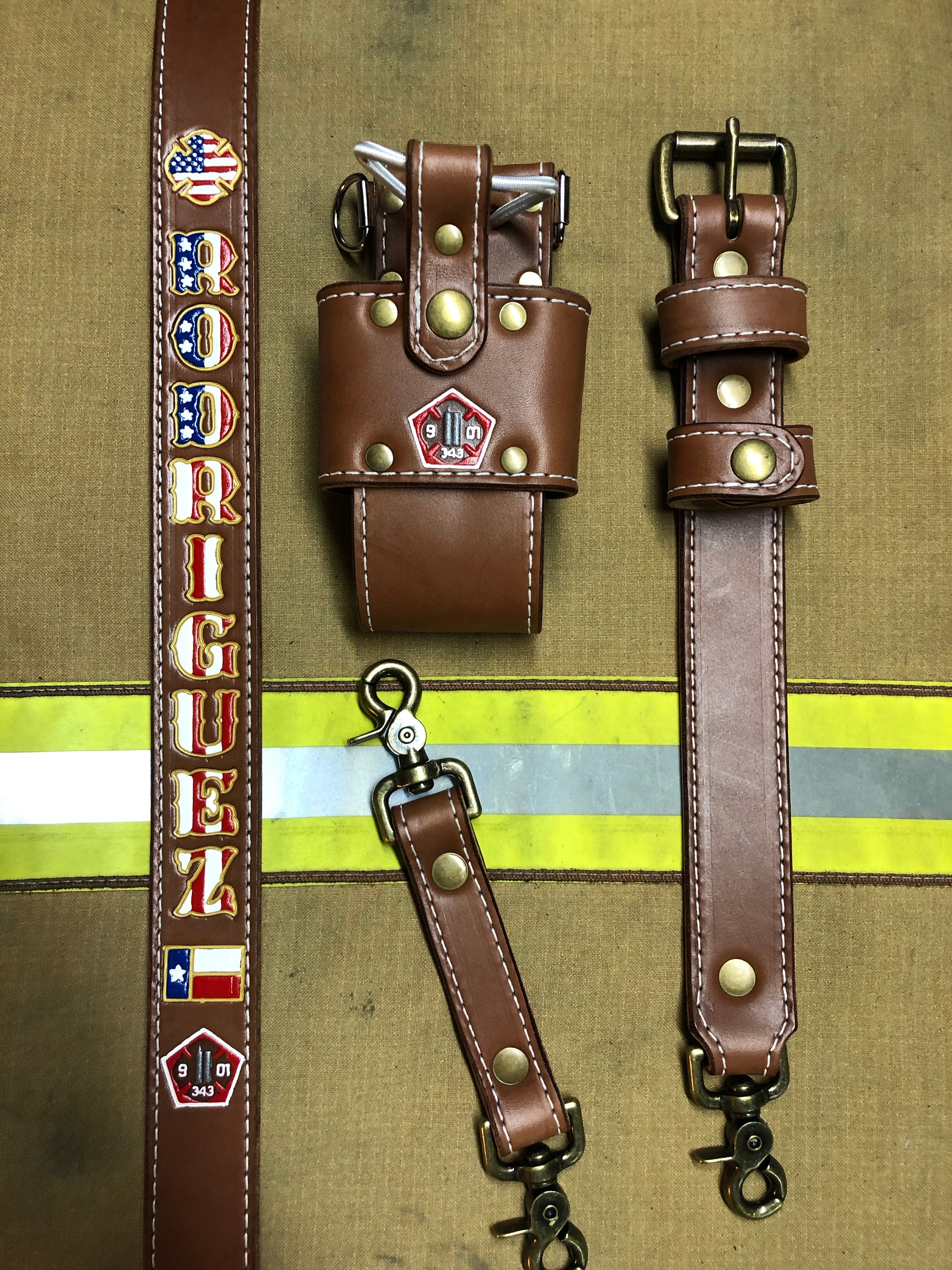 Brown Leather Firefighter/EMS Radio Strap and Holster Sets Etsy
