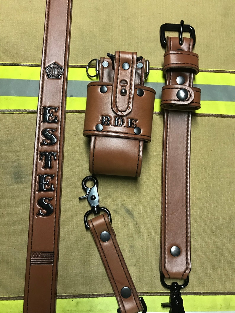 Brown Leather Firefighter/EMS Radio Strap and Holster Sets Etsy