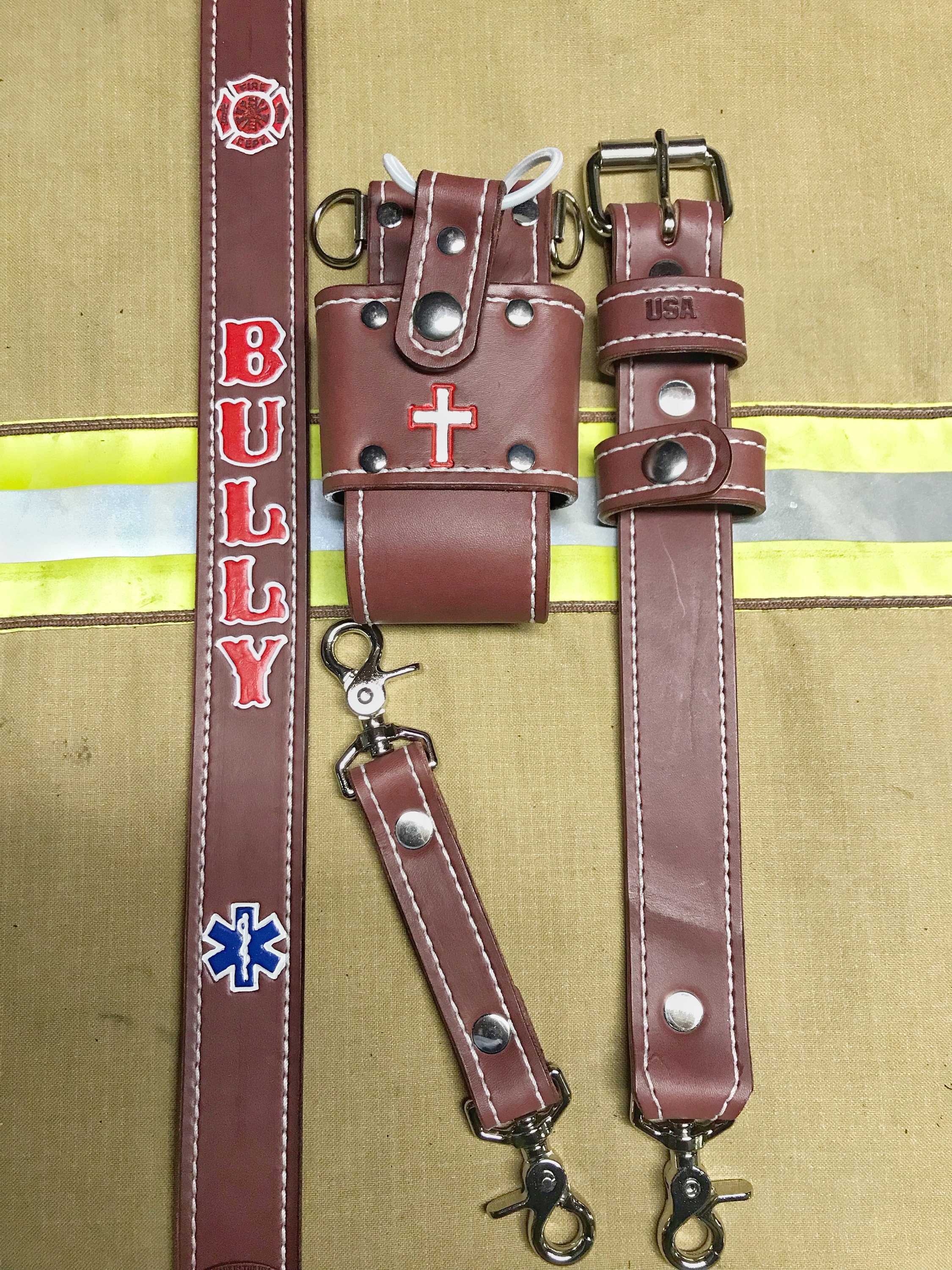 Brown Leather Firefighter/EMS Radio Strap and Holster Sets Etsy