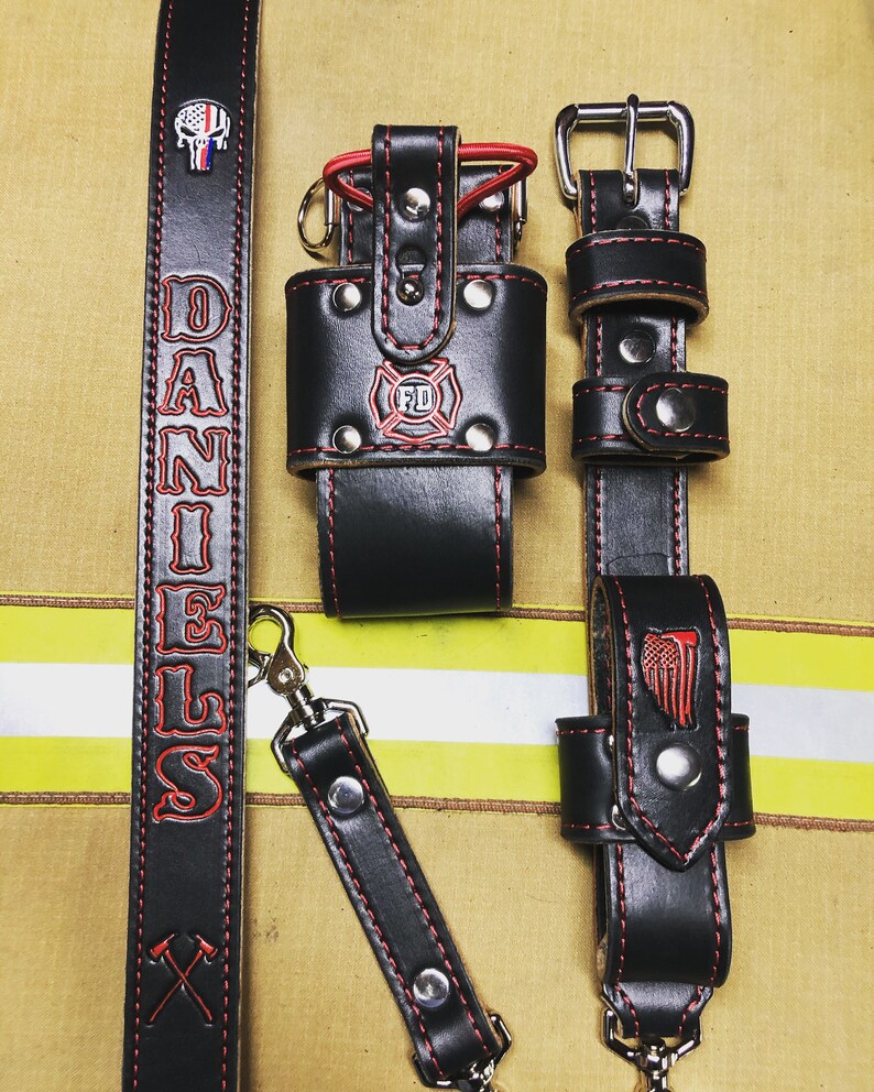 Black Leather Firefighter/EMS Radio Strap and Holster Sets Etsy