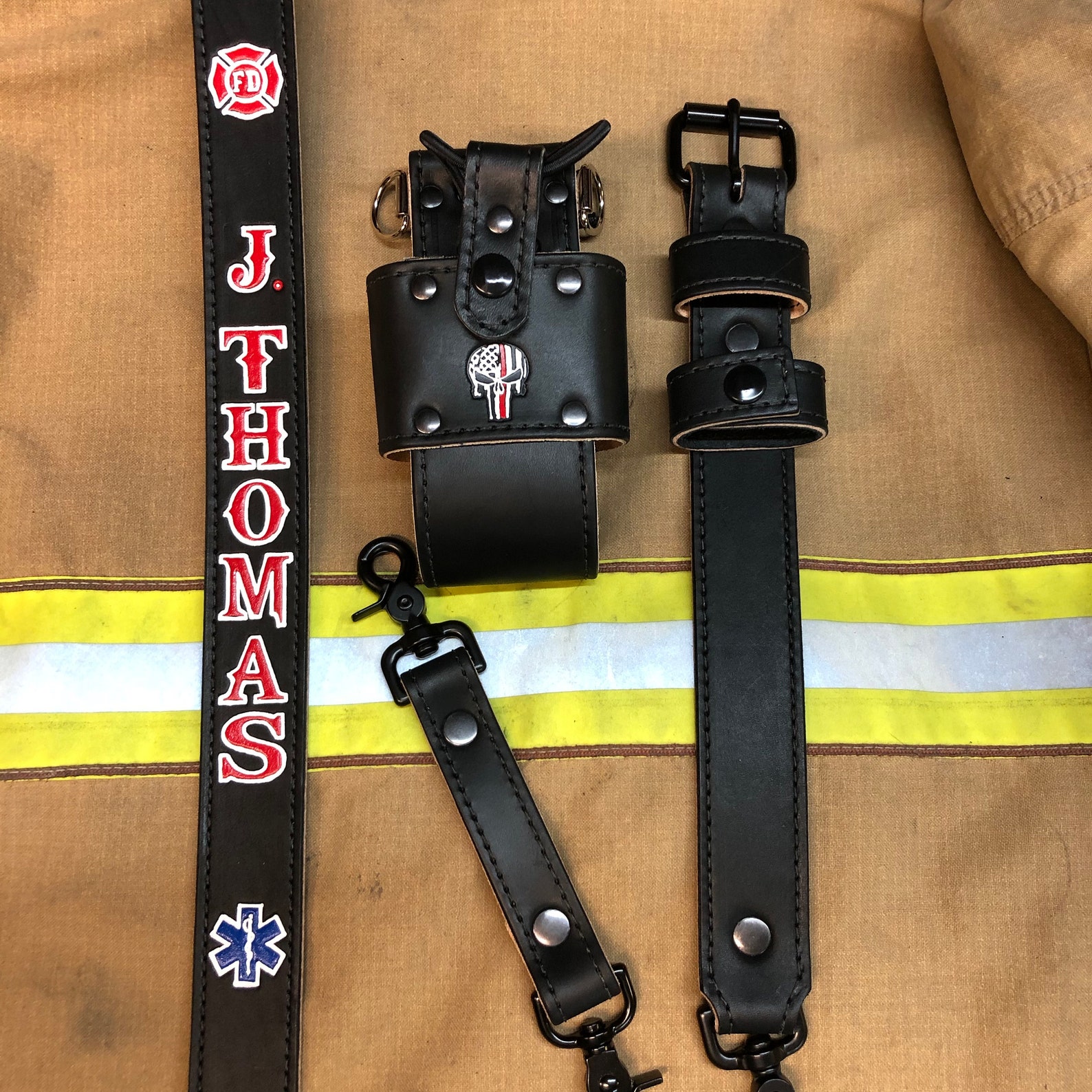 Black Leather Firefighter/EMS Radio Strap and Holster Sets Etsy