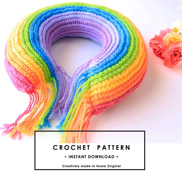 Rainbow Crochet Travel Pillow PDF Pattern |Neck pillow| Travel Neck Pillow | Pillow pattern | Downloadable PDF Travel Pillow crochet pattern