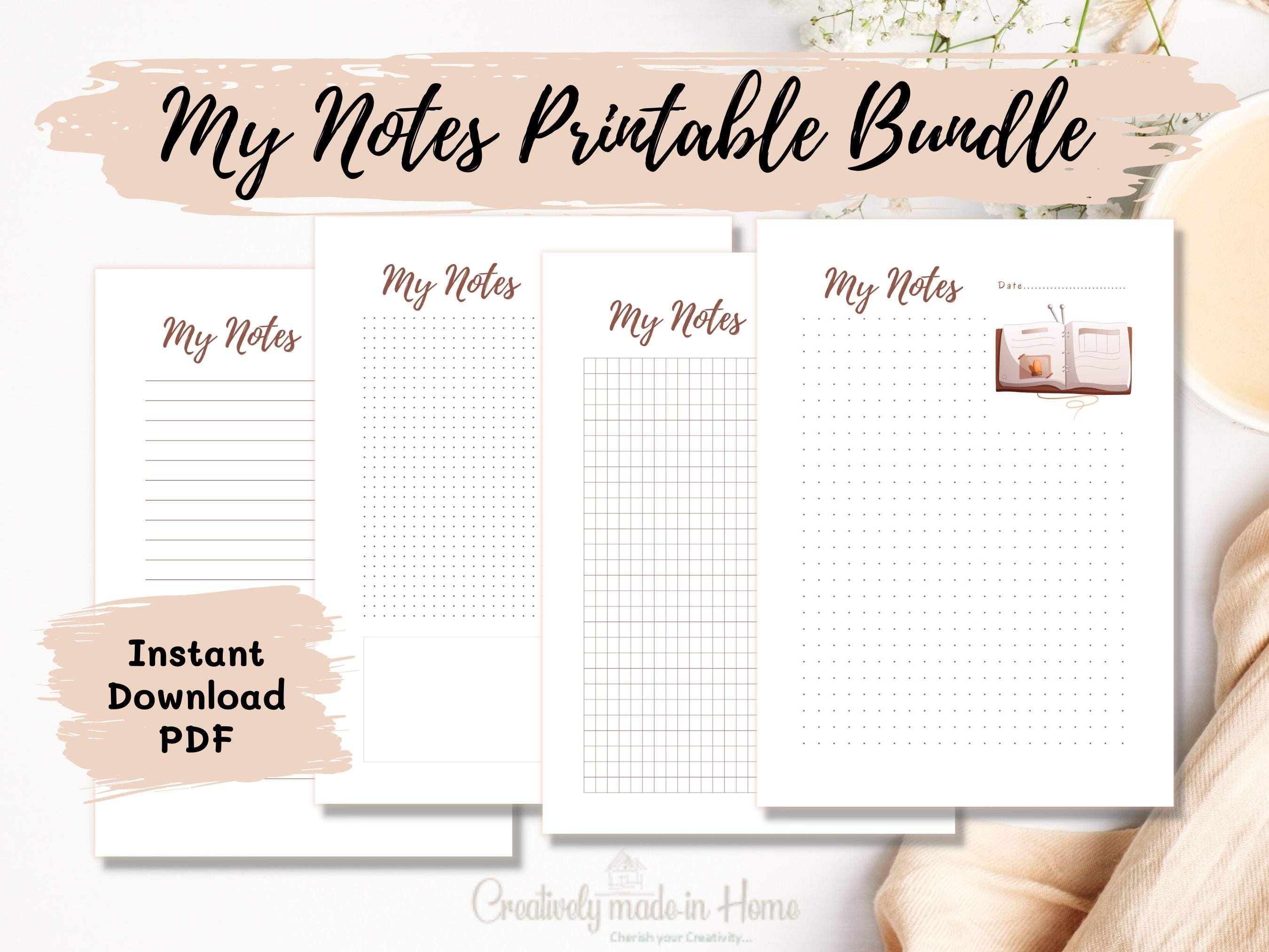 4 Pages My Notes Printable, Crochet/knit Notes Printable, Crochet/knit ...