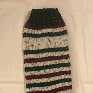 Personalized Christmas Stocking - Green, White (Ecru) and Red with Red and Green trim