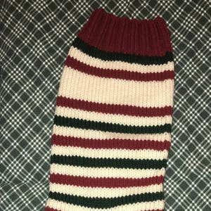 Personalized Christmas Stocking - Red, Green and White (Ecru) with Red and Green trim