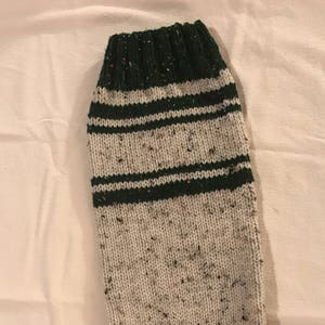 Personalized Christmas Stocking - White (Ecru) with Green trim