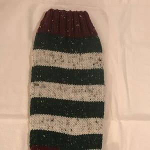 Personalized Christmas Stocking - Green and White (Ecru) with Red trim