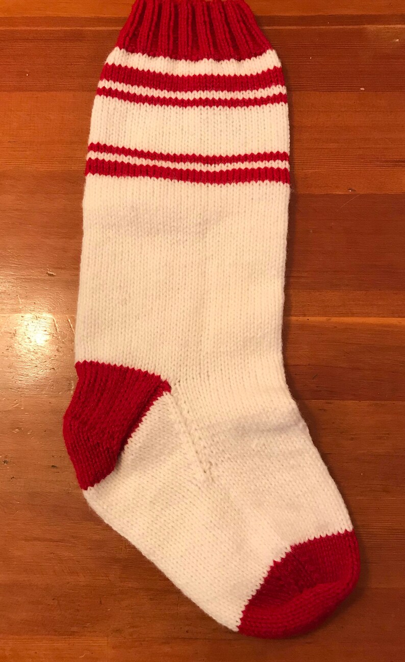 Customized Christmas Stocking White with Red trim