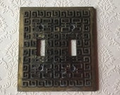 Vintage double light switch toggle plate