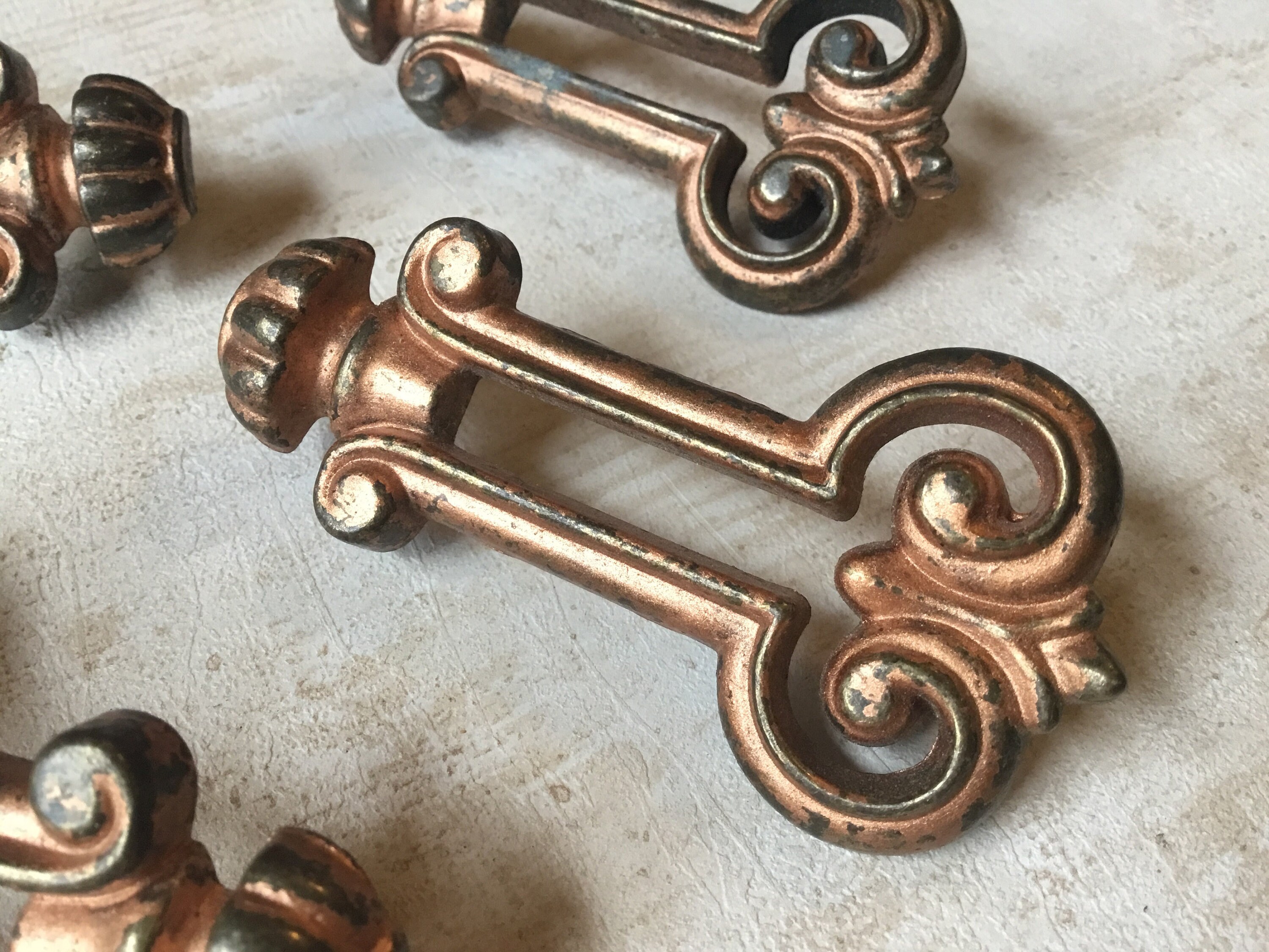 Vintage Satin Copper Plated Drawer Pulls Set of 4 Vintage MCM Etsy